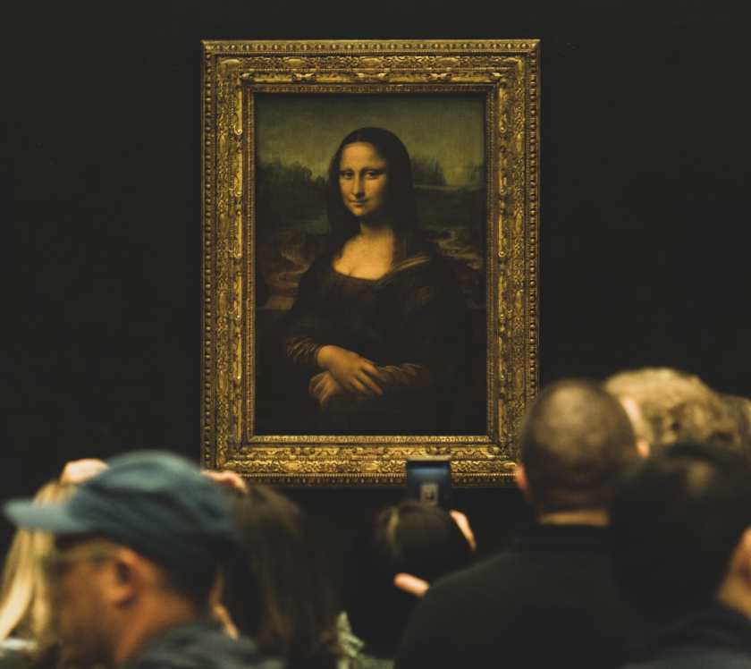 The Mona Lisa painting at the Louvre in Paris