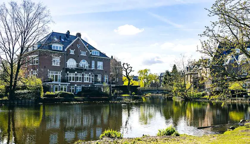 View of vondelpark lake and house