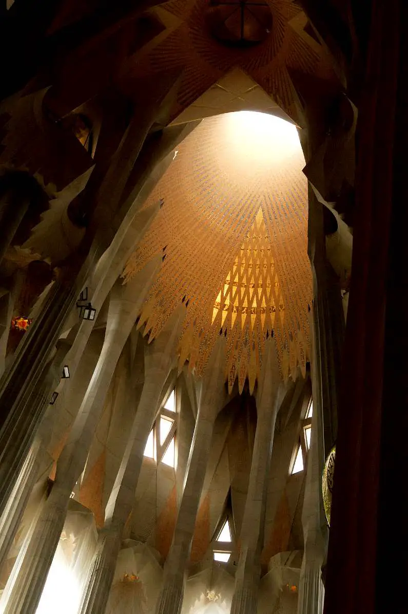 Light coming in from the ceiling in Sagrada Familia