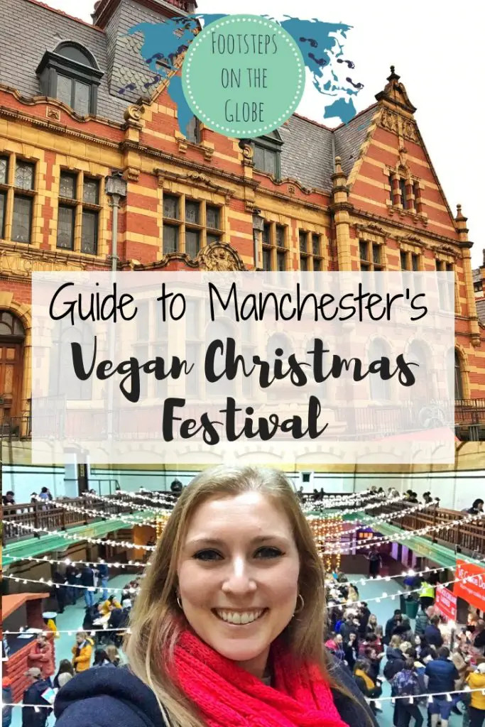 Pinterest image, Victoria baths, guide to Manchester's vegan Christmas Festival