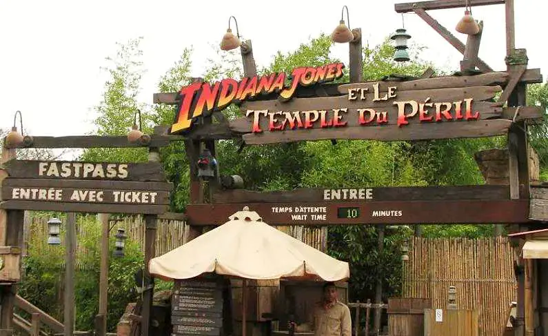 Front of the Indiana Jones ride at Disneyland Paris