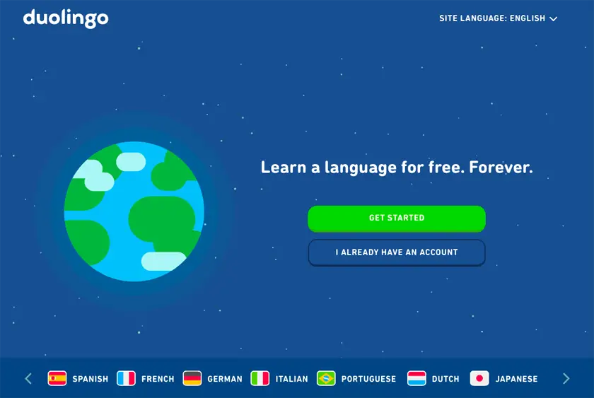 Duolingo's website homepage.