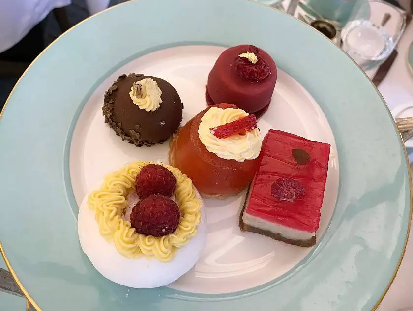 Selection of vegan afternoon tea cakes at Fortnum and Mason