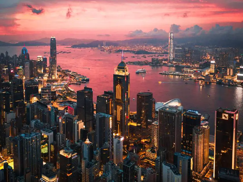 Hong Kong skyline at sunset 