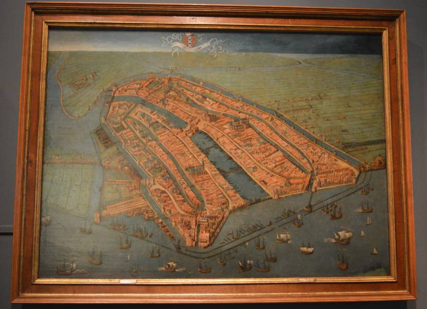 Historic painting of a map of Amsterdam Amsterdam Museum in Amsterdam