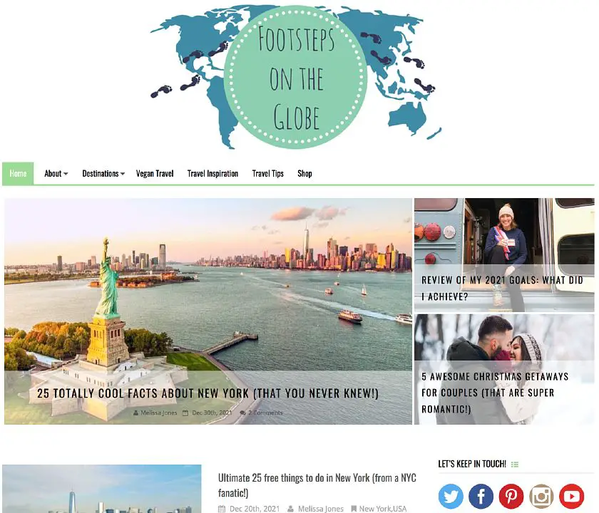 Home page of the Footsteps of the Globe blog