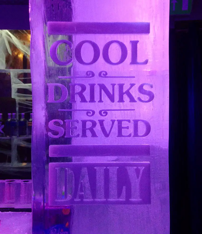 Welcome sign at Ice Bar London