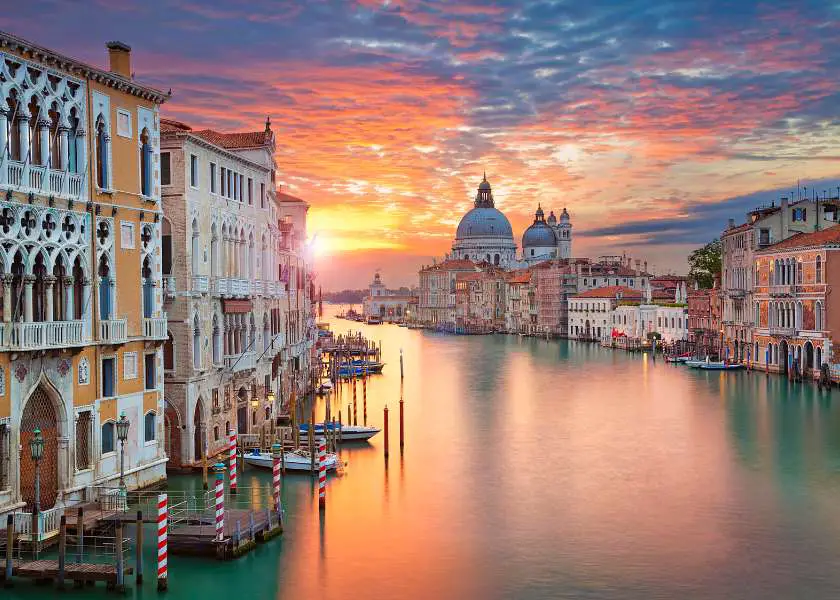 Waterway in Venice at sunset