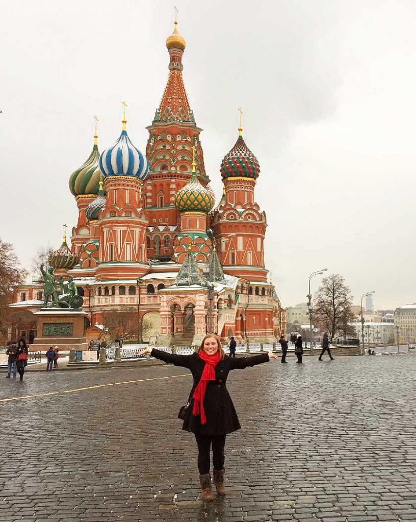 Mel in front of the kremlin in Red Square Russia