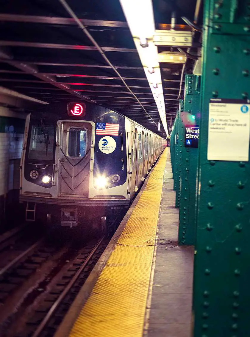 New York subway train at West Street platform