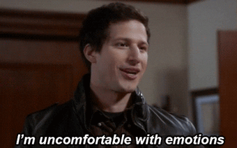 Andy Samberg saying he's uncomfortable with emotions