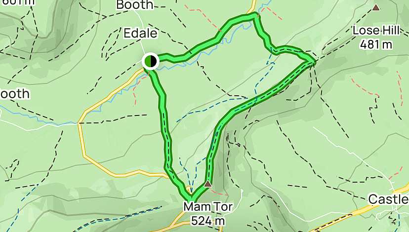 Trail map of the Edale to Mam Tor Circular