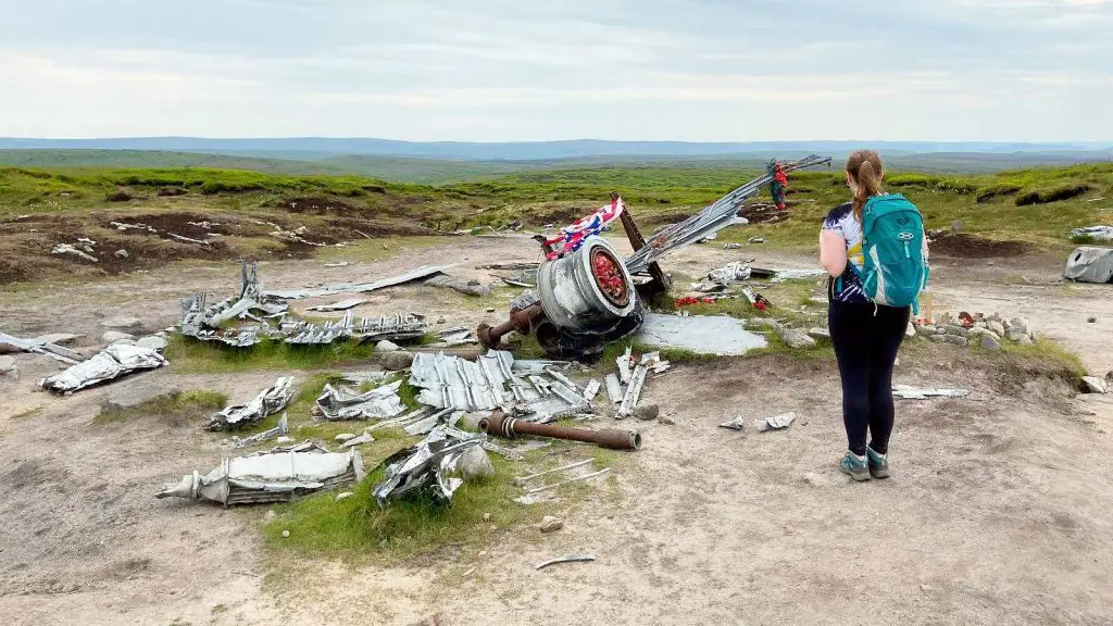 Mel looking over the B29 crash site on Bleaklow near Glossop