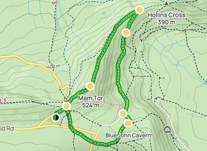 Trail map of the Mam Tor Circular