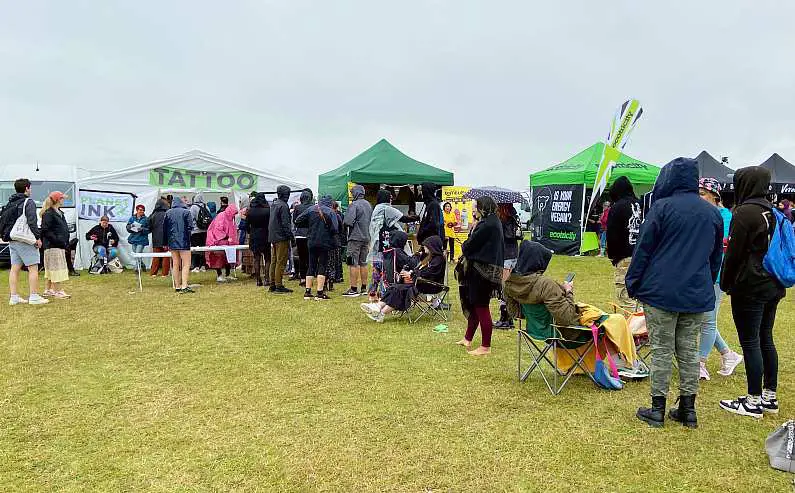 People queueing for a vegan tattoo