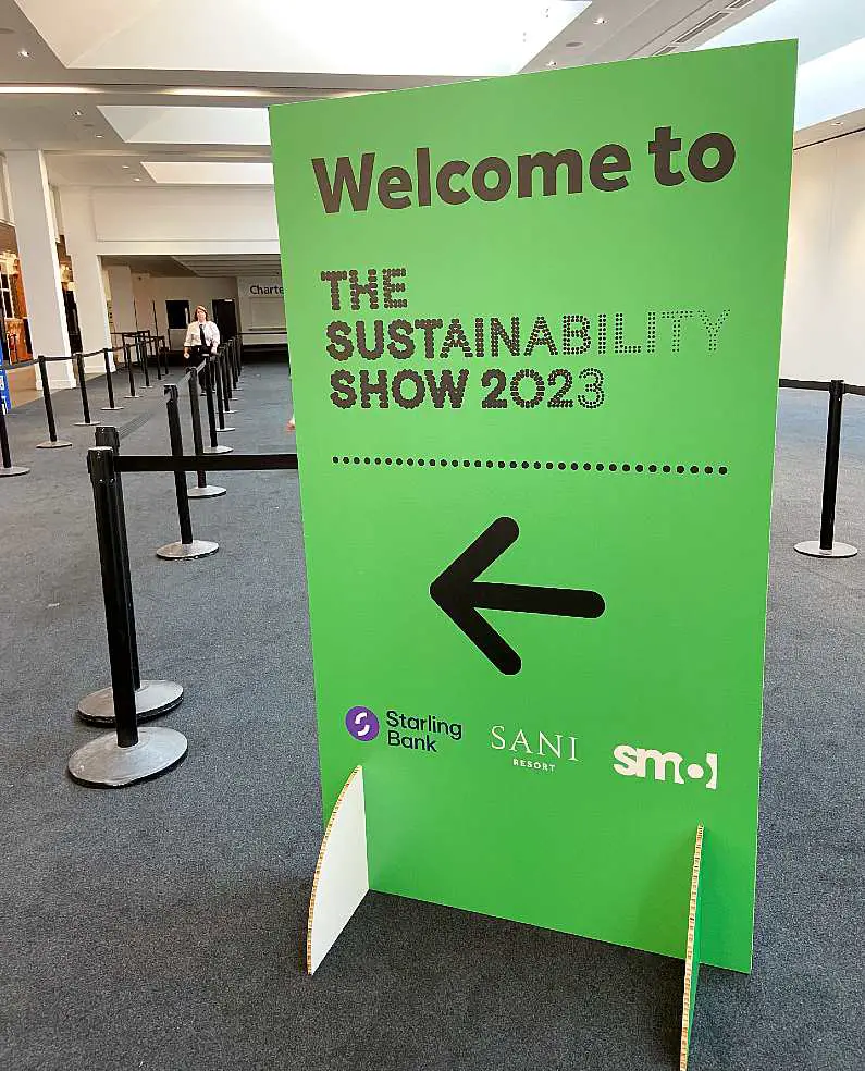 The Sustainability Show sign inside the venue