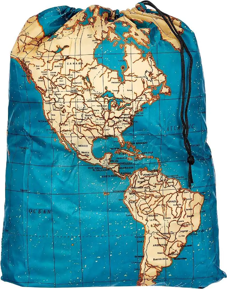 Map on a small draw string laundry bag