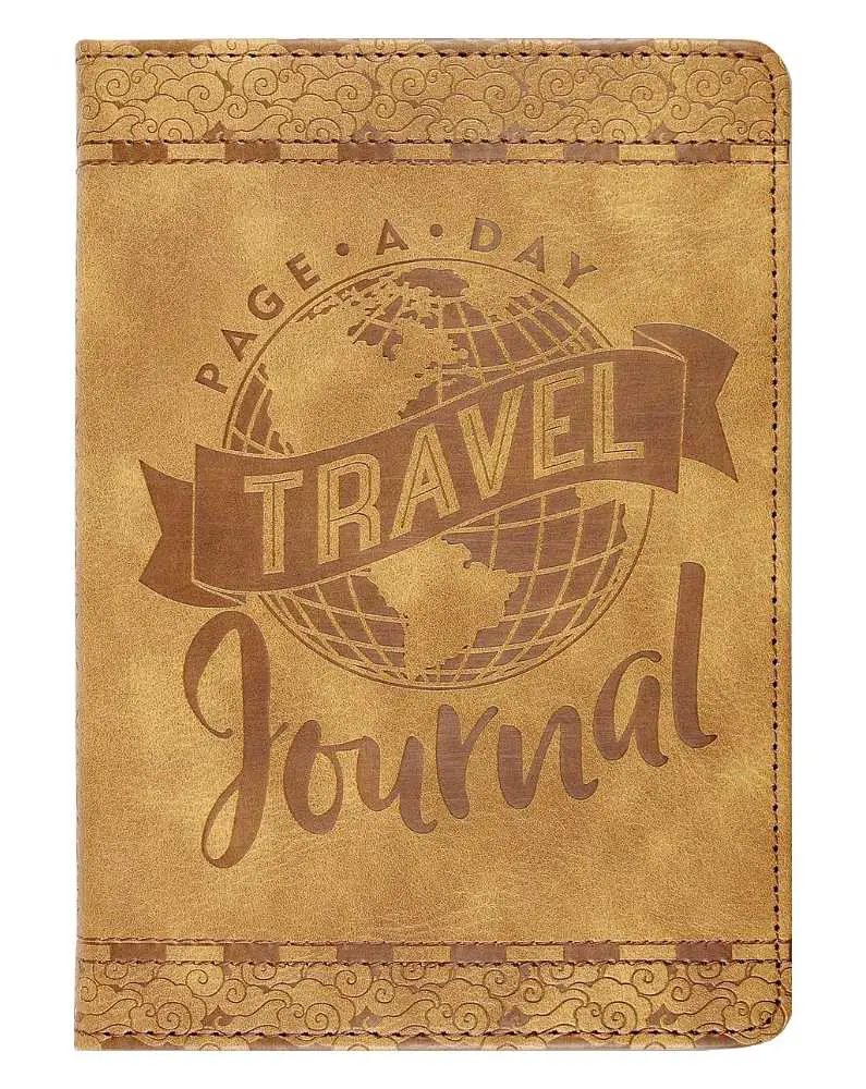 Faux leather travel journal with a brown cover (page a day)